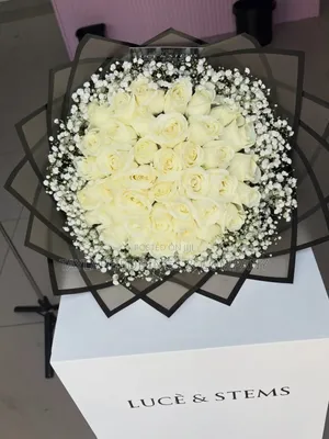 White Roses and Gypsophila Bouquet