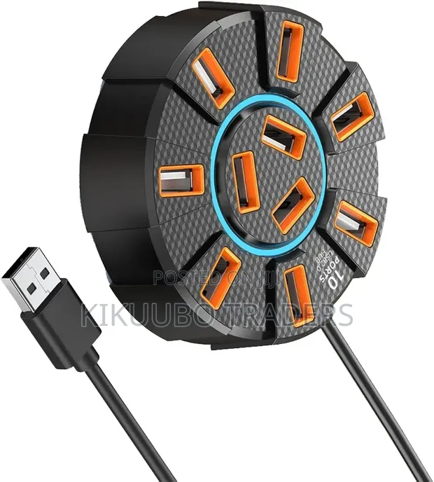 10-Port USB 2.0 Hub with Type-C Power - 1