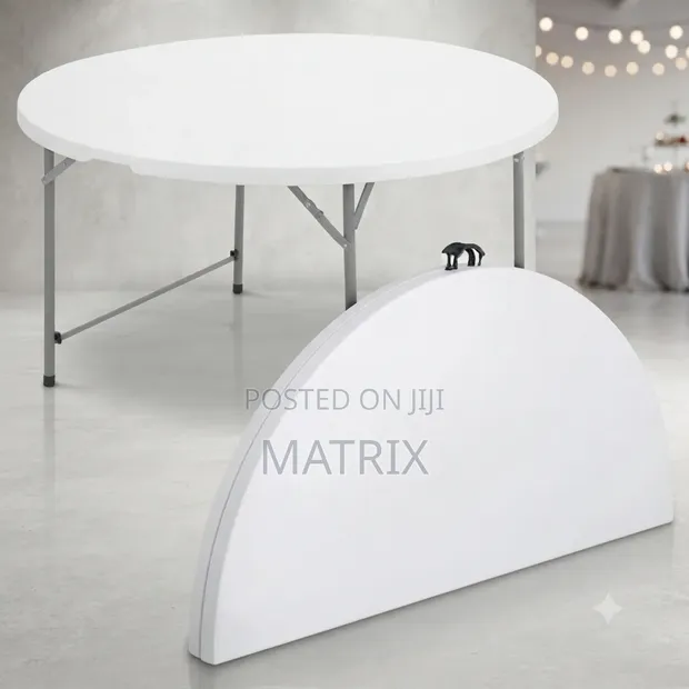 Round Plastic Folding Table (60") - Brand New - 1