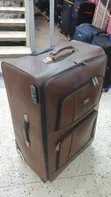 Large Brown Leather-Look Suitcase - 2