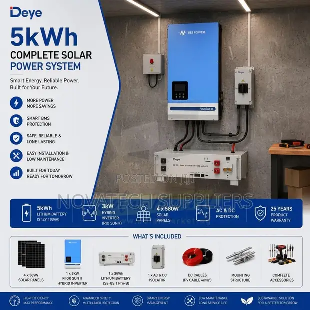 5kWh Deye Lithium Solar Kit with 3kW Smart Inverter - 1