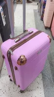 Pink Hard-Shell Rubber Plastic Suitcase - 2