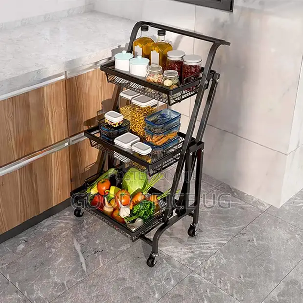 3-Tier Folding Utility Rolling Cart - 1