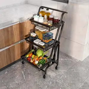 3-Tier Folding Utility Rolling Cart