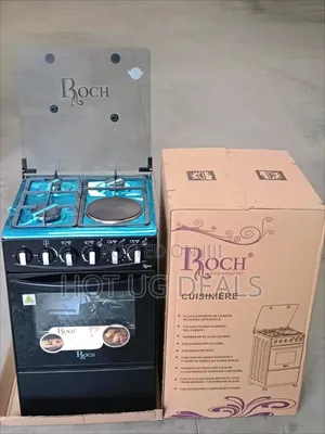 Roch 50x50cm Cooker: 3 Gas + 1 Electric Plate, Electric Oven - Black