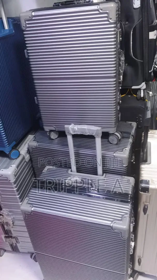 3-Piece Silver Aluminum Frame Luggage Set - 1