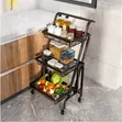 Folding Kitchen Storage Rack Trolley - Metal Stand - 1