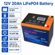 12V 20Ah LiFePO4 Lithium Battery 256Wh Solar Backup - 1