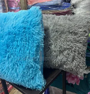 Plain Colour Fluffy Cushions - Blue