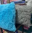 Plain Colour Fluffy Cushions - Blue - 1