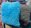 Plain Colour Fluffy Cushions - Blue - 2