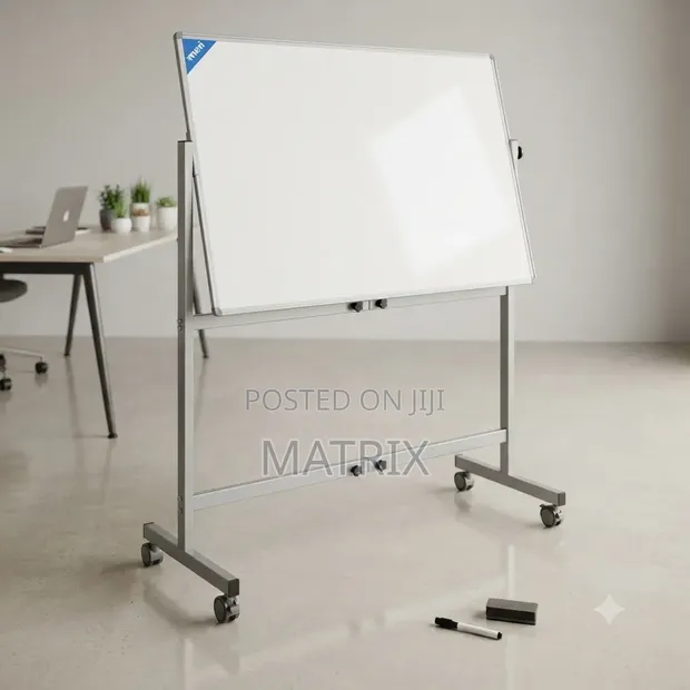 Double-Sided Magnetic Glass Whiteboard with Stand (90x120cm) - 1