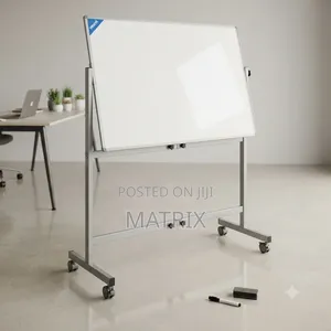 Double-Sided Magnetic Glass Whiteboard with Stand (90x120cm)