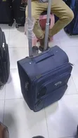 Navy Blue Fabric Soft-Shell Suitcase (Small) - 2