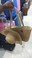 Summer Straw Woven Beach Bag and Hat Set - 2