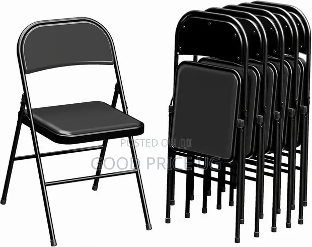 Black Metal Folding Chairs (Set of 4) - 1