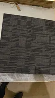 Black & Grey Woolen PVC Office Carpet Tiles - 1