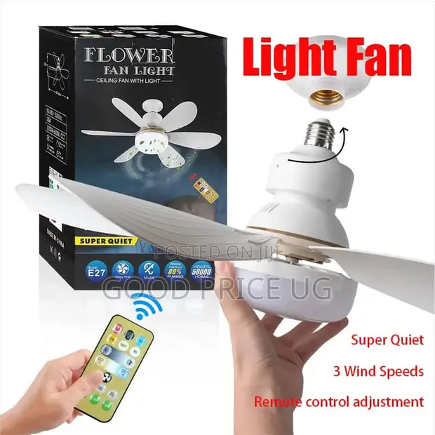 2-in-1 Flower Fan Light Socket Ceiling Fan - 1
