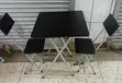 X-Shaped Foldable Table - Wood Grain Top, Metallic Stand - 2