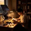 3Q Solar Portable Fan with Lights - 2