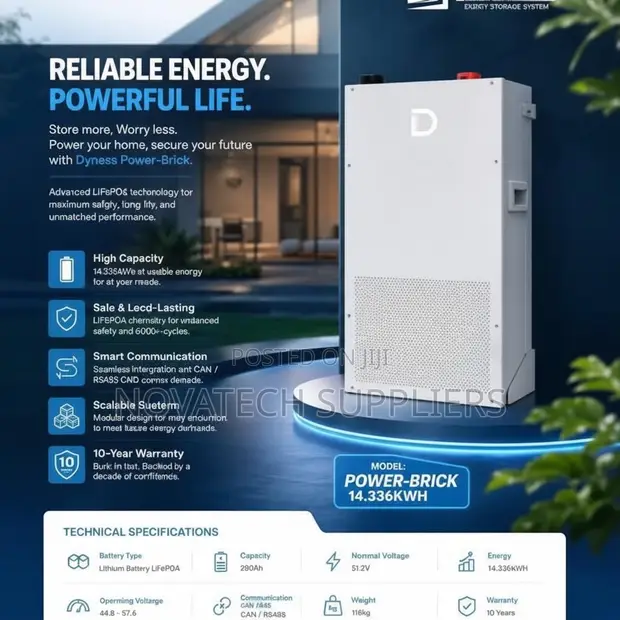 Dyness 14.3kWh LiFePO4 Solar Battery | 8000 Cycles | 10Y Warranty - 1
