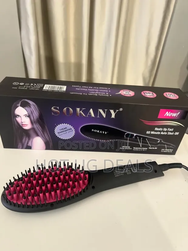 Sokany Electric Hair Straightener Brush - Black - 1