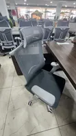 Gray Netted Office Chair with Headrest - 1