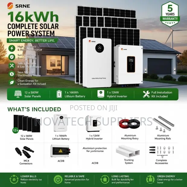 16kWh Solar Power System with 12x620W Panels - 1