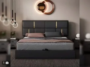 6x6 Gray Leather Bed Frame
