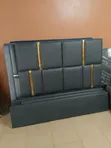 6x6 Gray Leather Bed Frame - 2