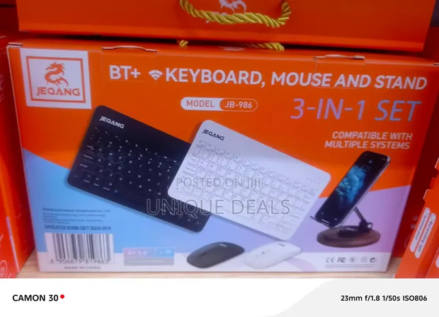 3-in-1 Wireless Keyboard, Mouse, and Phone Stand Set - 1