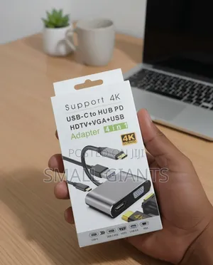 4-in-1 USB-C Hub: HDMI, VGA, USB 3.0, PD Adapter