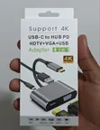 4-in-1 USB-C Hub: HDMI, VGA, USB 3.0, PD Adapter - 2