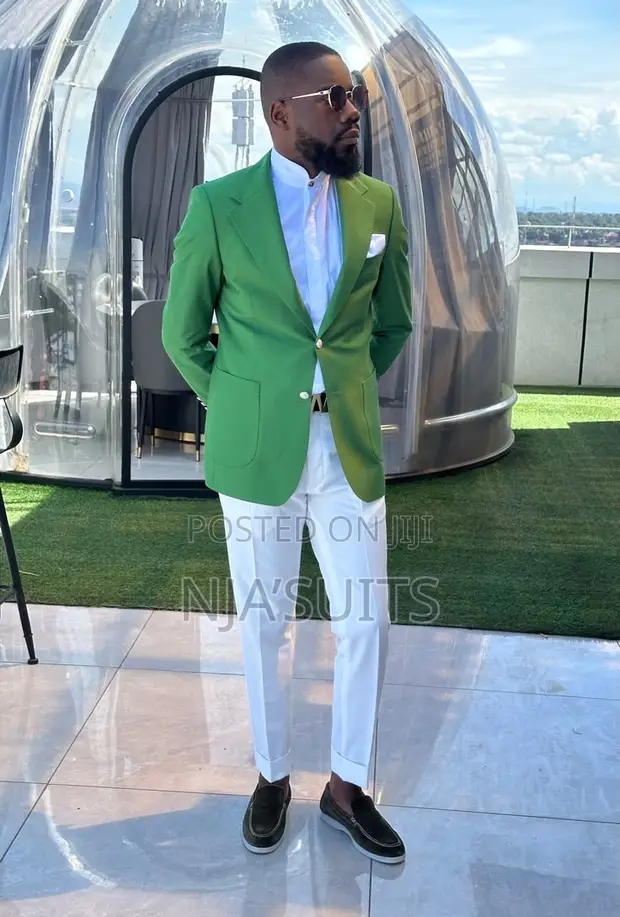 NJA'suits Custom Green Wool Suit - Made to Measure - 1