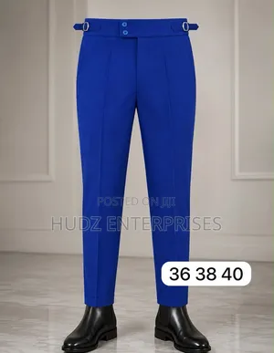 Men's Blue Beltless Pants