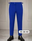 Men's Blue Beltless Pants - 2