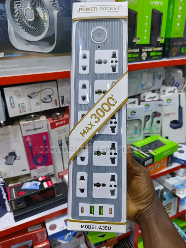 5-Way Power Extension Socket with 3 USB Ports - 1