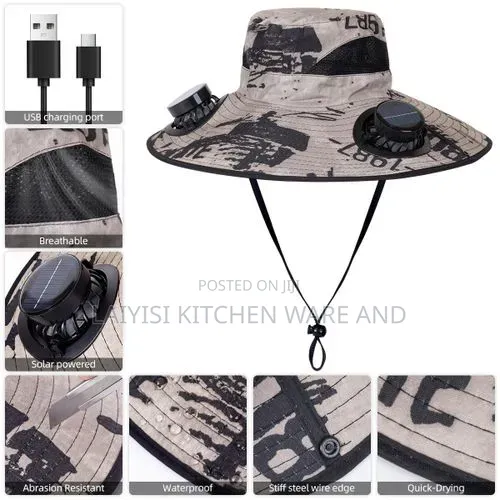 Solar Powered Fan Hat - Hands-Free Cooling - 1