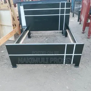 Queen Size Wooden Bed Frame - Black and White Stripes