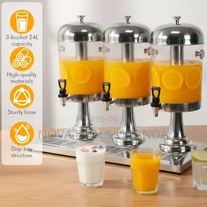 Triple Juice Dispenser - 3 Bucket, 24L, Stainless Steel
