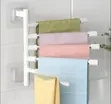 White Wall-Mounted 5-Bar Swing-Out Towel Rack - 1
