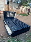 Black 4x6 Pallet Bed with Drawers - 1