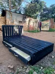 Black 4x6 Pallet Bed with Drawers - 2