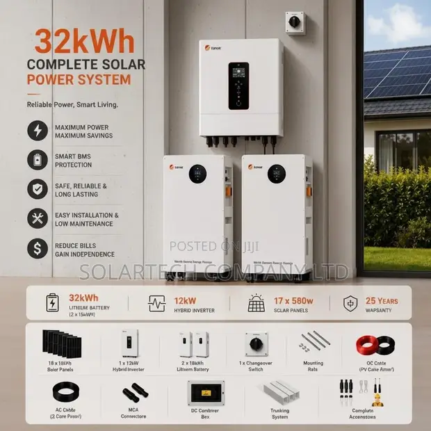 32kWh SRNE Lithium Hybrid Solar System 12kW Complete Package - 1