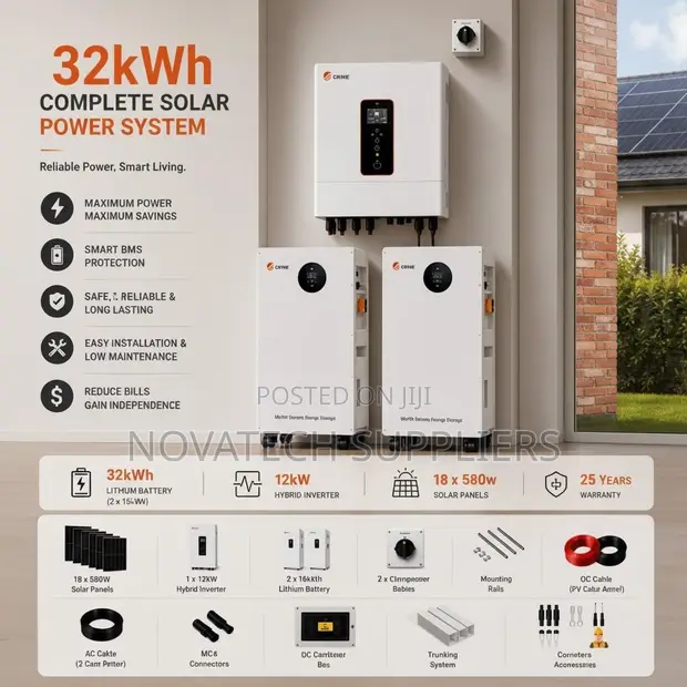 32kWh SRNE Lithium Hybrid Solar System 12kW Complete Package - 1