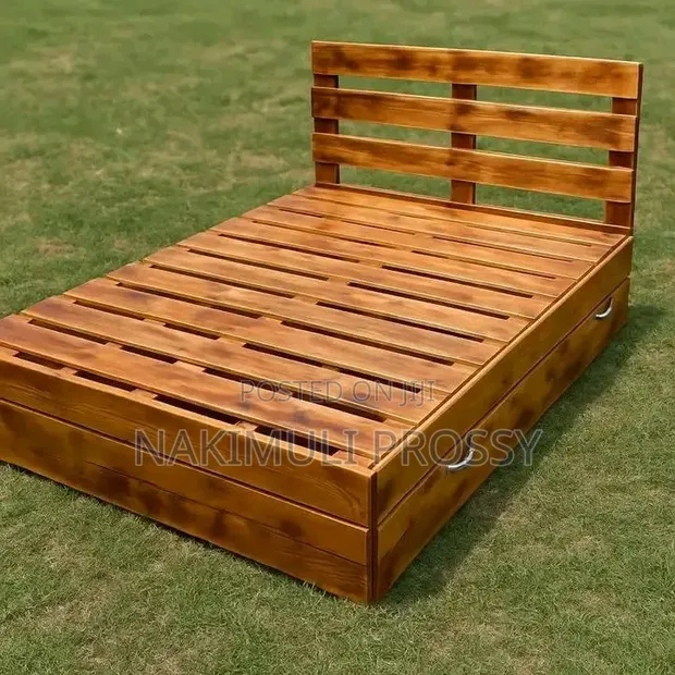 4x6 Brown Pallet Bed with Drawers - Brand New - 1
