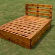 4x6 Brown Pallet Bed with Drawers - Brand New - 1