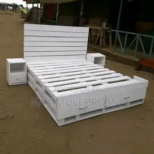 Brand New 5x6 White Pallet Bed with Drawers