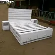 Brand New 5x6 White Pallet Bed with Drawers - 1