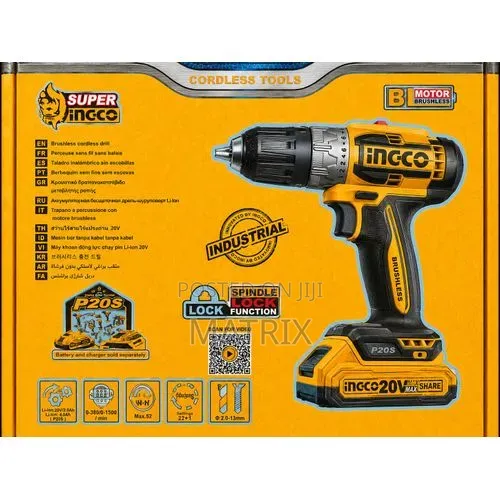 INGCO 20V Brushless Cordless Drill Driver with Battery & Charger - 1